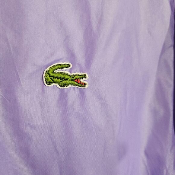 Vintage 80s Lacoste Izod Purple Windbreaker with Hidden Hood Full Zip Medium - Picture 3 of 9